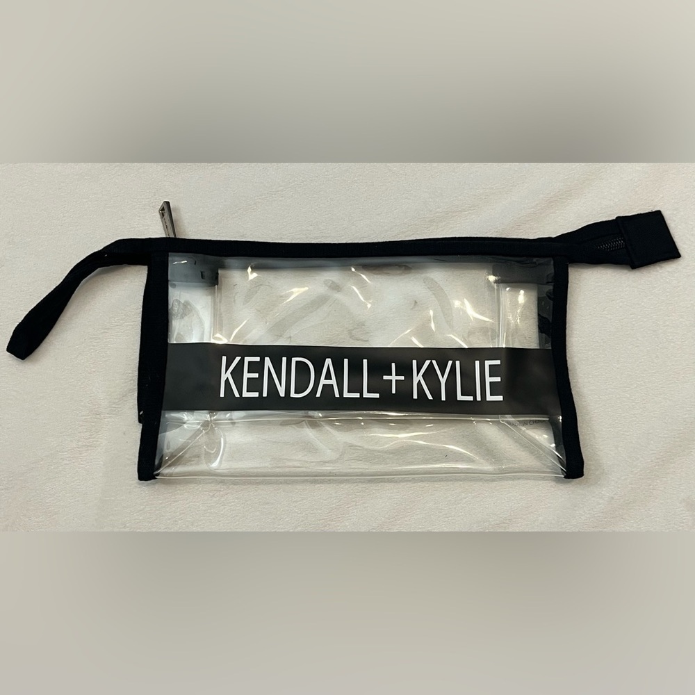 Kendall & Kylie Transparent Cosmetics Bag with Black Accents and Zipper